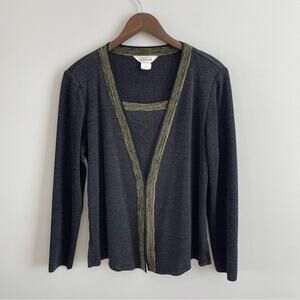 Exclusively Misook | Women's Acrylic Pullover Top & Cardigan Jacket Charcoal L